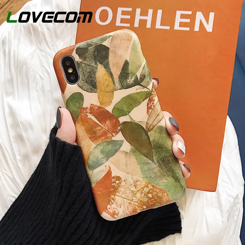

LOVECOM Retro Leaves Case For iPhone XS Max XR 6 6S 7 8 Plus X Full Body Coverage Silicone Soft TPU Phone back Cover Cases