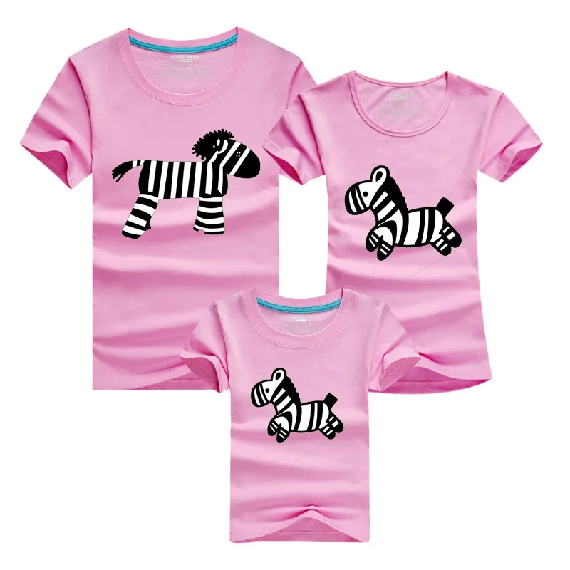 

1 Piece Family Look Animals Zebra T Shirts 2018 Summer 11 Colors Family Matching Clothes Father Mother Kids Outfits Cotton Tees