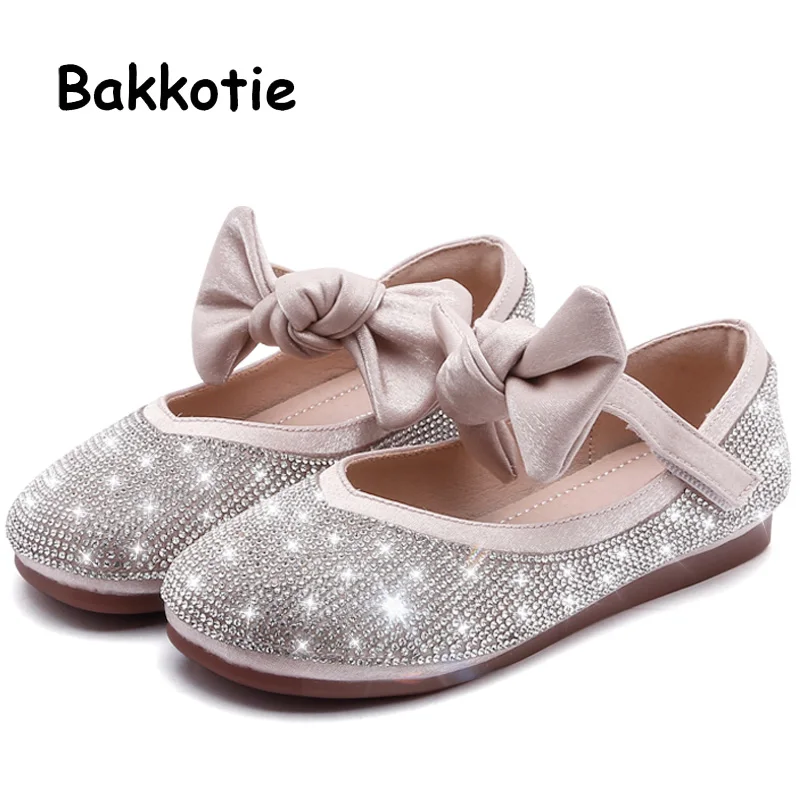 Розовый Bakkotie/ г.; осенние детские модельные туфли; модные милые туфли Mary Jane на плоской подошве для маленьких девочек; новые розовые туфли принцессы из искусственной кожи со стразами - Цвет: Розовый