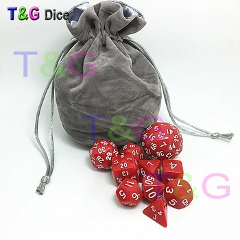 

T&G High Quality 10pcs/set Digital Dice Set of D4 D6 D8 2xd10 D12 D20 D24 D30 D60 for Dnd RPG Board Game with Gray Bag