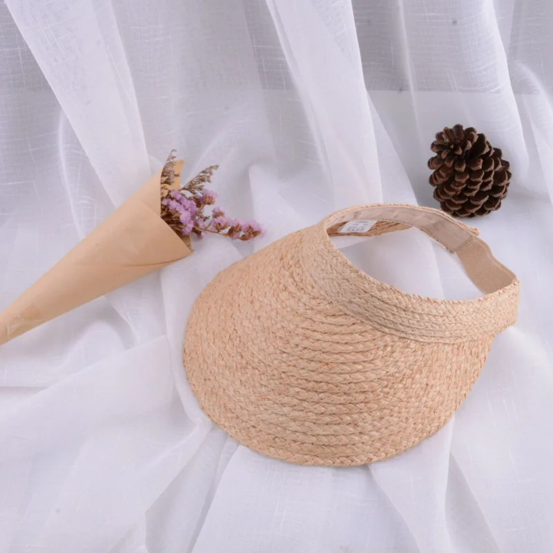 raffia hat straw visor womens summer hats womens straw sun shats (2)