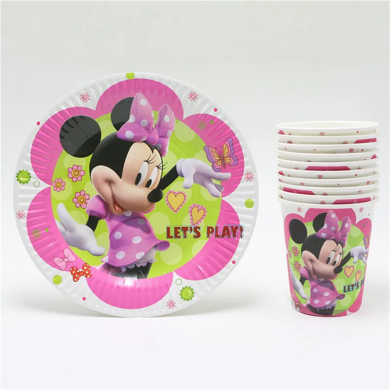 20pcs minnie mouse cartoon kids girls birthday party set disposable decorations paper plates paper cups - Decorative Paper Plates 20pcs minnie mouse cartoon kids girls birthday party set disposable decorations paper plates paper cups - Decorative Paper Plates