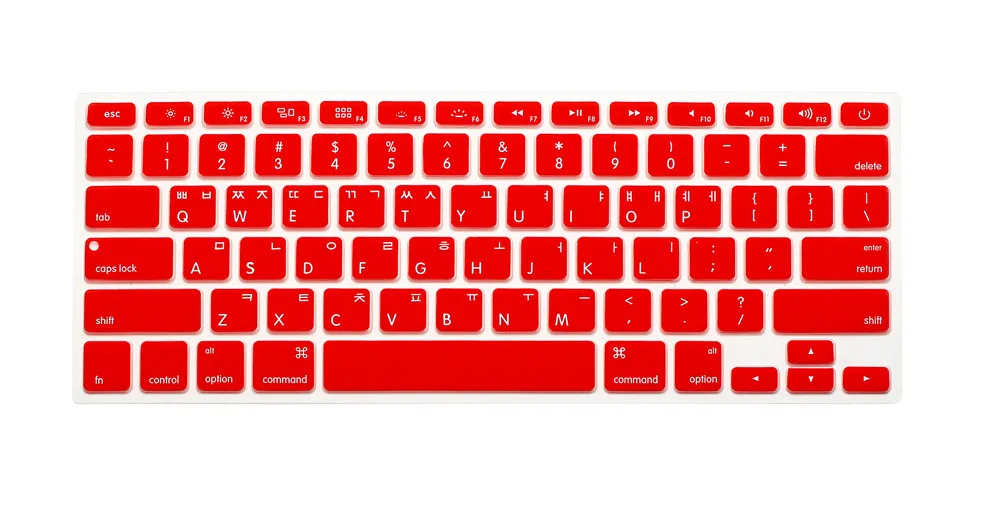Красный Для Macbook Air 13 Pro 13 15 17 с силиконовой клавиатурой retina защитная пленка корейские буквы - Цвет: Красный