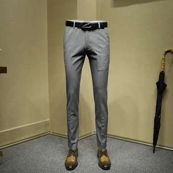 

mens gray dress pants men office trousers slim dress pant for men formal pants suit pants men grey wedding groom wear plus size