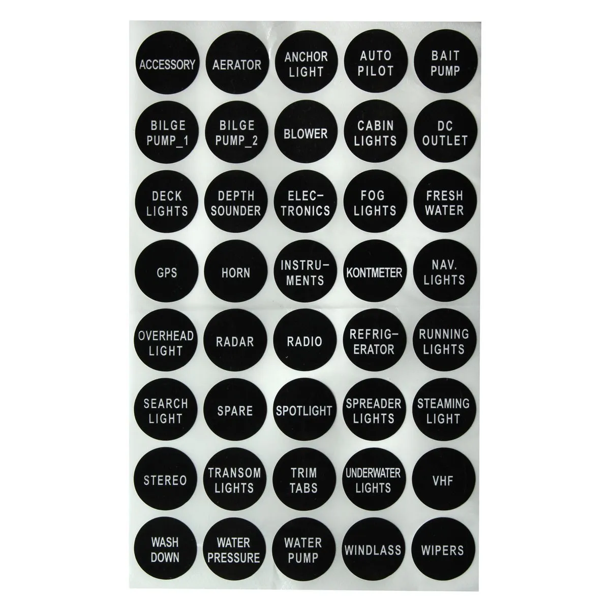 

Car Boat Instrument Switch Panel Decals Label Set 40pc Marine GPS Horn Light