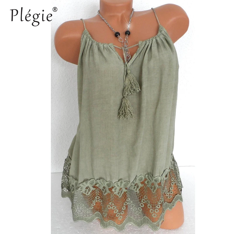 Plegie Womens Tops And Blouses Lace Patchwork Shirt Blouse Tie V Neck ...