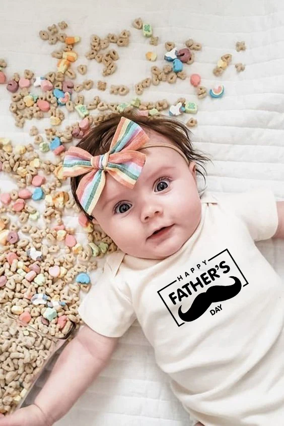 

2019 Baby Bodysuit White Onesie Happy Father's Day Letters Print Bodysuits Baby Girl Clothes Cotton Summer Playsuit Outwear