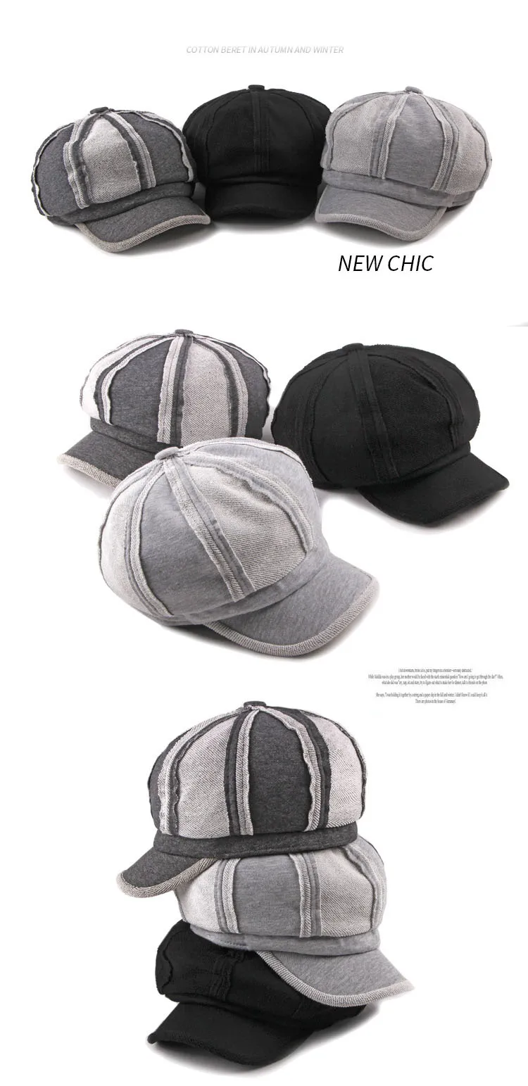 QDKPOTC осенне-зимняя женская шляпа, мужская плоская шляпа для девочек, шляпа для газетчика, женские шляпы с полями береты