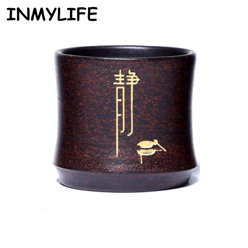 

INMYLIFE Yixing Zisha Handcrafted Purple Clay/Grit Tea Cup Chinese Kung Fu Teacup 2.6oz(waist drum shape)
