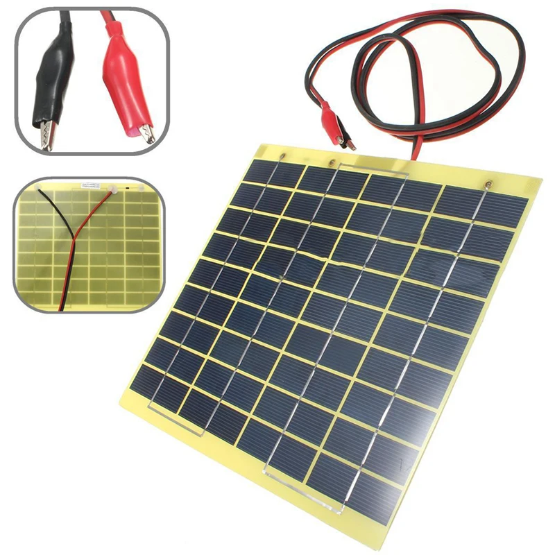 

12V5W Solar Panel Outdoor Travel Camping Car Boat Portable Solar Panel Battery Charger DIY Solar Module with Alligator Clips
