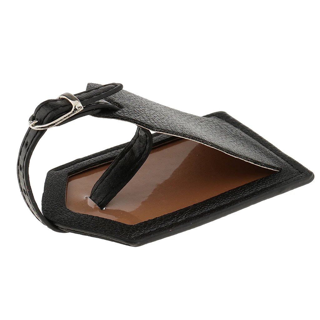 fityle 2 Pieces PU Leather Luggage Tag Travel Suitcase ID Label Tag White and Black