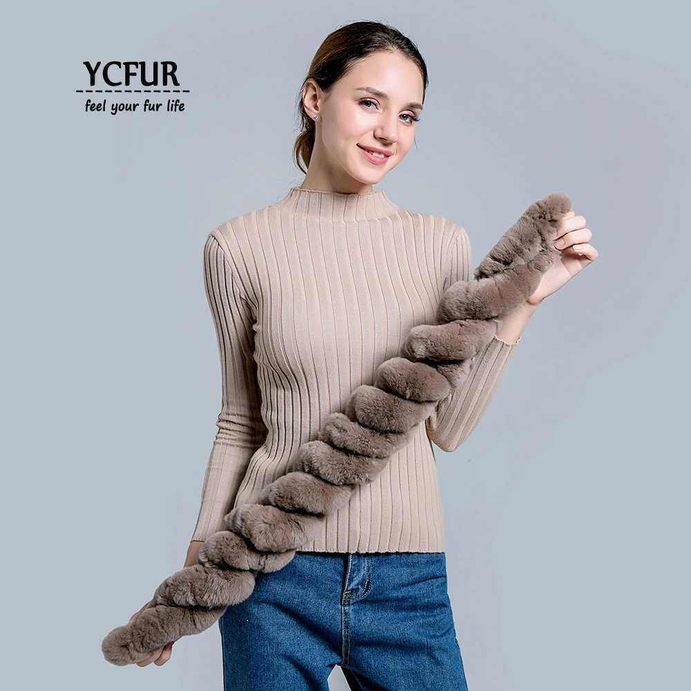 [YCFUR] шеи теплые шарфы Для женщин ручной работы реального меха кролика рекса шарфы палантины женский спираль шарф шарфы дамы