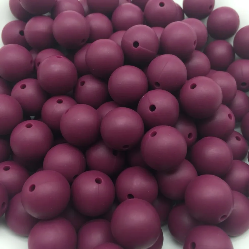 

100Pcs Red wine Silicone Round Beads 9/12/15/19mm Baby Teething Chewed Beads For Necklace Pacifier Chain Bracelet Making