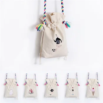 

YILE Cotton Canvas Drawstring Mini Bucket Bag Phone Coin Cross Body String Bag PP03