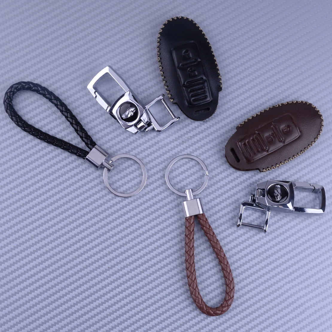 

DWCX 3 Buttons Car Real Leather Chromium Remote Key Bag Case Holder Cover Key Chain Fit For Nissan