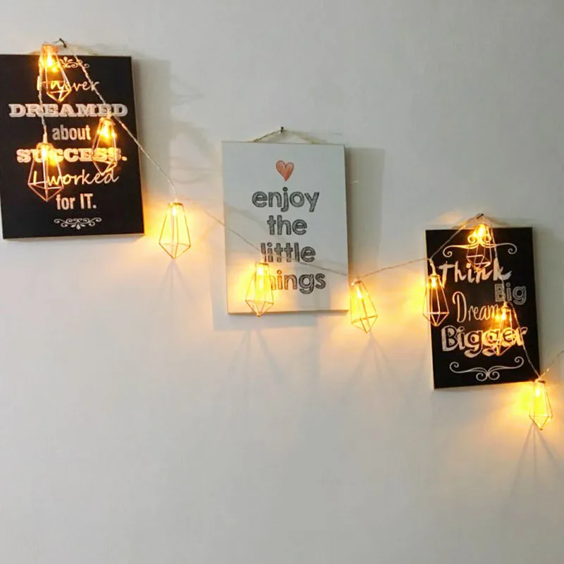 Novelty Metal Diamond Night Lights 10 LED 20 LED Fairy String Lamp BatteryEU Plug Festival Party Wedding Home Decor Lights Gift (8)