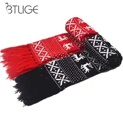 Сгущает осень Зимние теплые шарфы для Для мужчин Для женщин унисекс со снежинками и оленями шерстяные вязаные шарфы подарки на Рождество