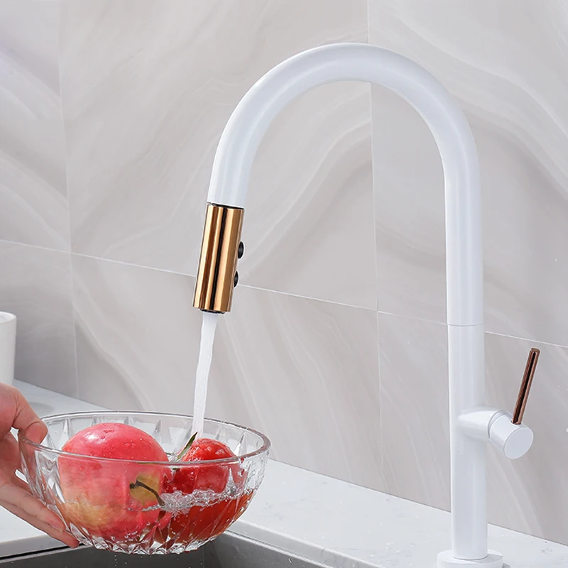 Кухонная раковина кран роскошный выдвижной вращающийся спрей смеситель с поворотным изливом кран для ванной комнаты кран для холодной и горячей воды с одной ручкой