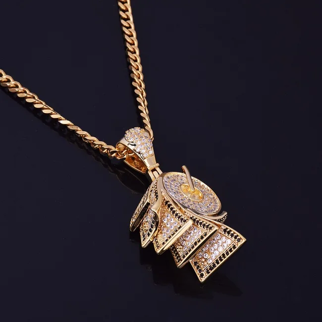 Мужская подвеска в рулоне бумаги форма кубического циркония золотое ожерелье медный материал AAA CZ Iced хип ювелирные изделия с кубинской цепочкой - Окраска металла: gold