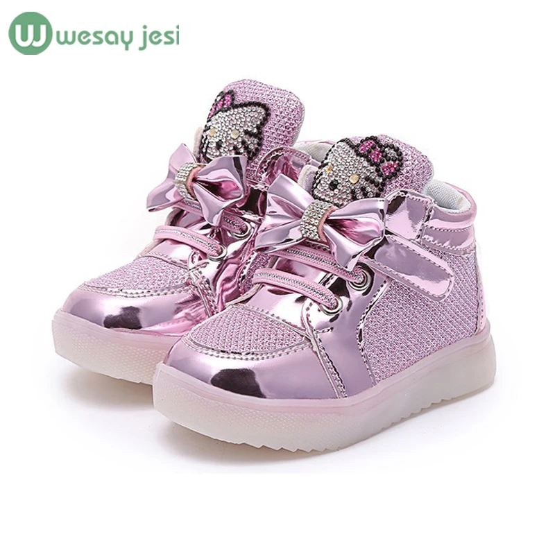 Girls shoes baby Fashion Hook Loop led shoes kids light up glowing sneakers little Girls princess