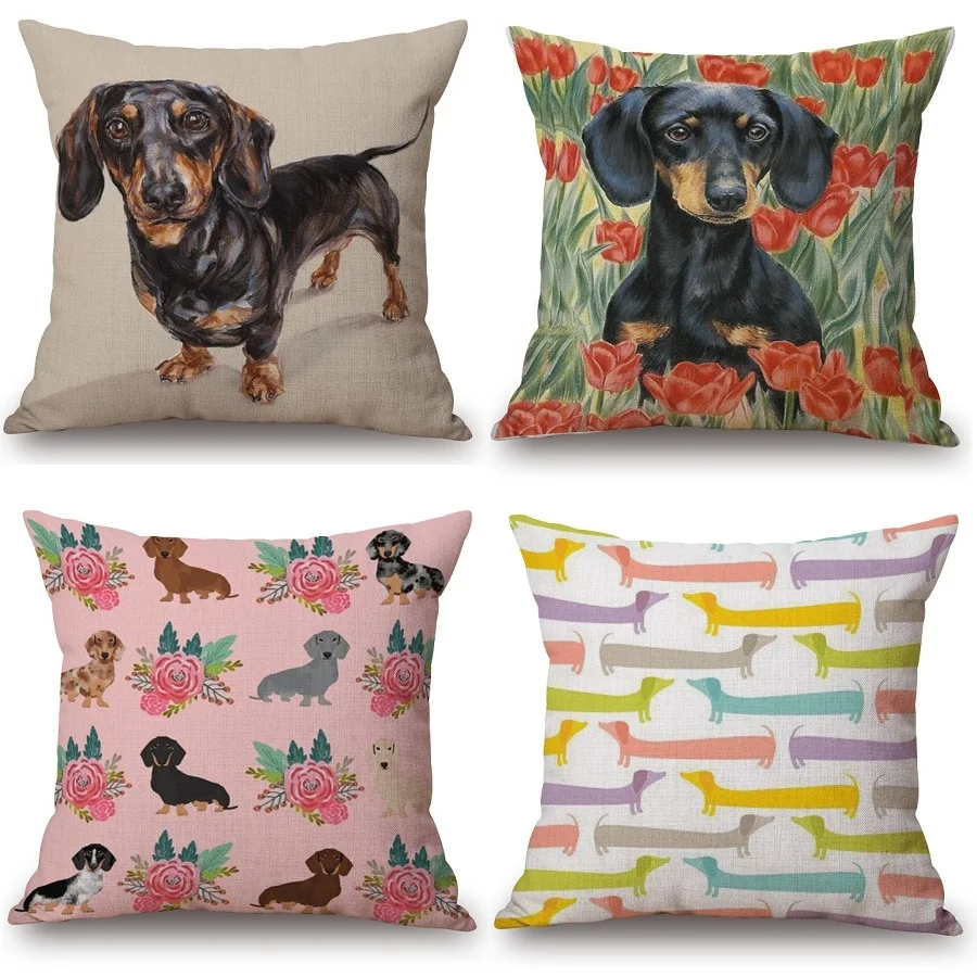 Buy Dachshund Sausage Dog Cushion Covers Rose Flower