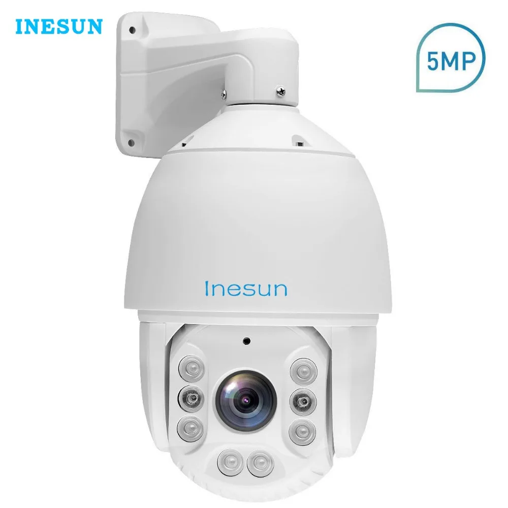 Inesun H.265 Открытый PTZ IP Security Камера 7 дюймов 5MP Super HD 2592x1944 30X Оптический зум высокое Скорость купол ИК ночного видения 400ft