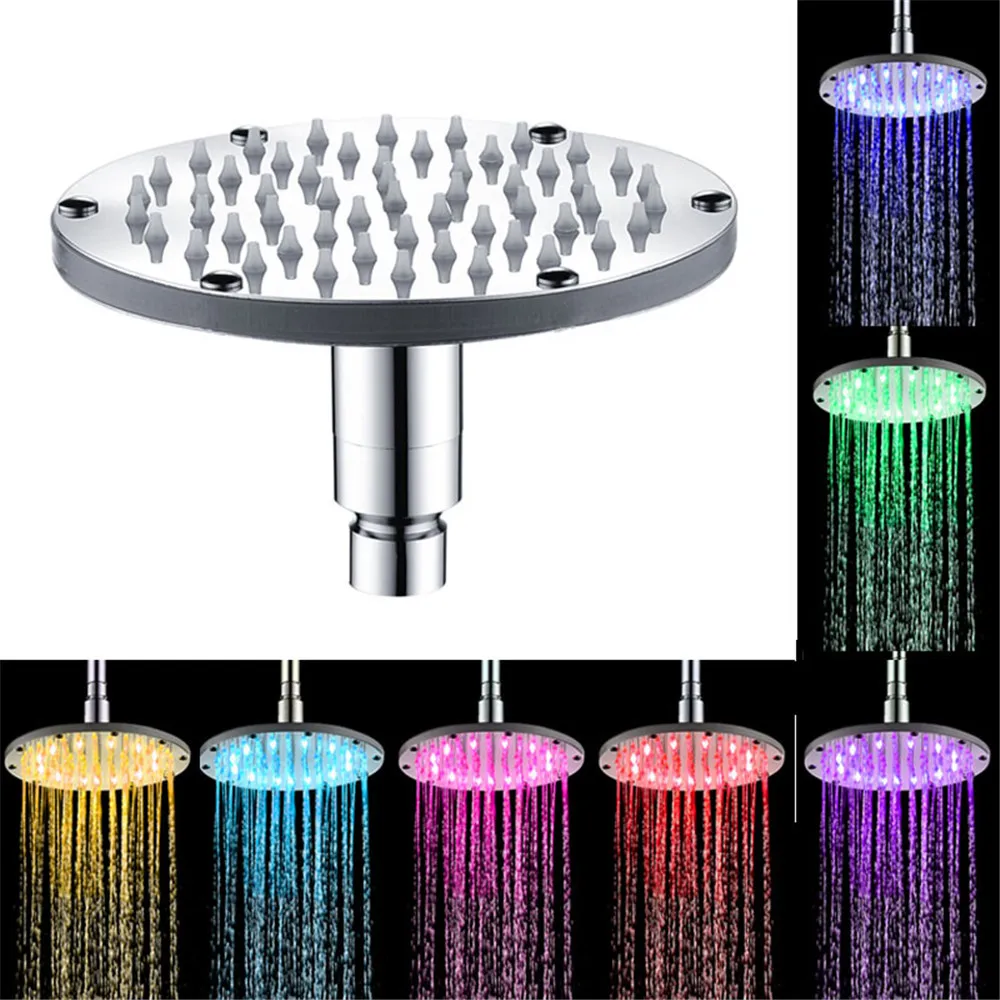 

Shower Head Shower Faucet Home Bathroom 7 Colors Changing LED Shower Faucet Water Glow Light Bath Tap Top Spray 19MAY17