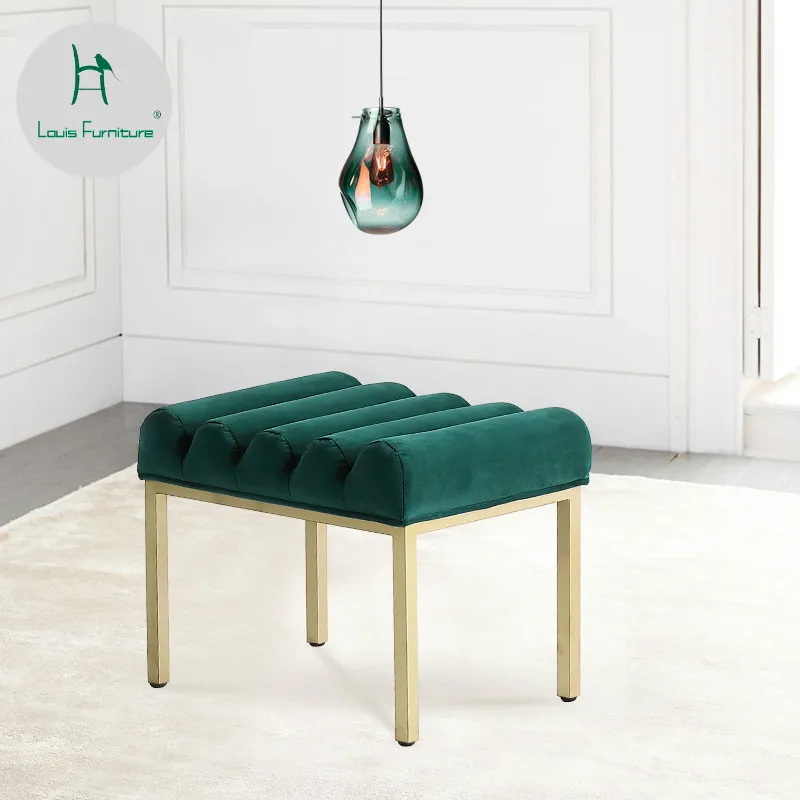 

Louis Fashion Stools Ottomans Nordic Metal Replacement Small Apartment Modern Simple Living Room Fabric Household Makeup Stool
