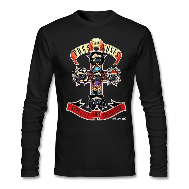 Roses Estilos Camiseta Rosa Guns Chatas N Streetwear Para Pugs Hombre Hombres Punk Narices fqn7wxBIO