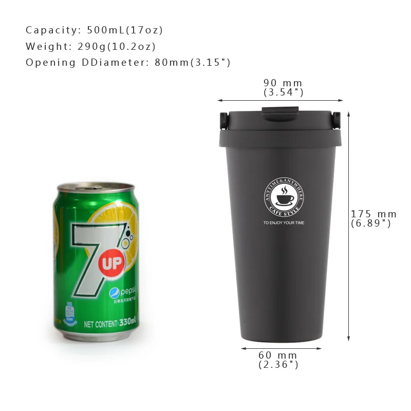 Hoshizora кружка для кофе в путешествии с вакуумной изоляцией, стакан из нержавеющей стали, чашка для чая без пота, термос, бутылка для воды 500 мл, 17 унций