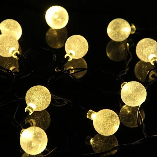 Globe Style 30-LED Solar LED Crystal Ball Globe Fairy Strip Lights For Outside Garden Patio Party Christmas (Warm White)