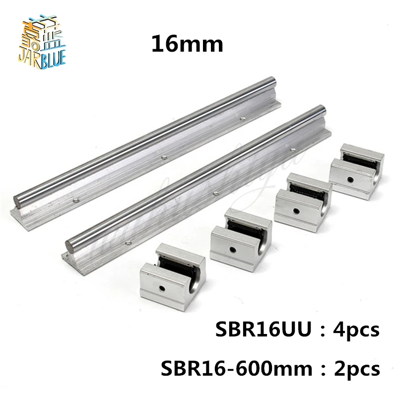 

Best Price! 2pcs SBR16 rail L600mm 16mm linear guide cnc router part linear rail 4PCS SBR16UU blocks