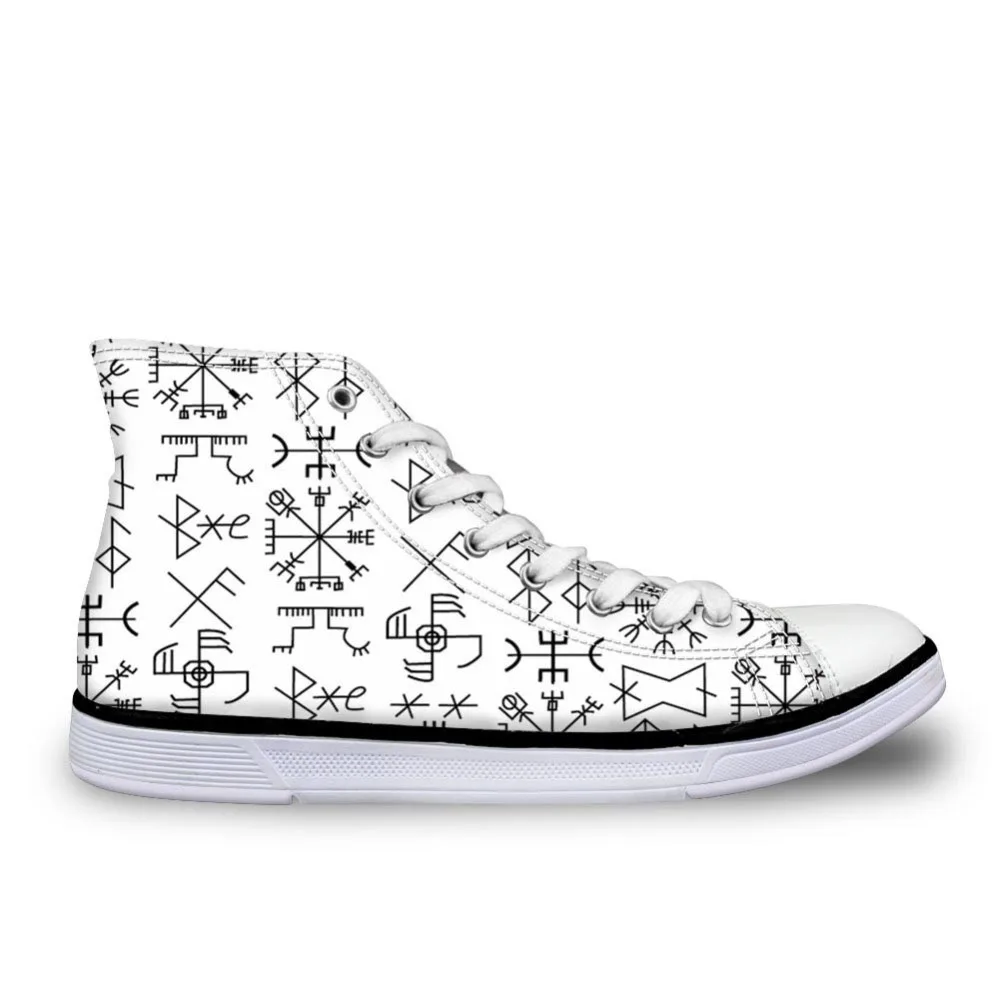 

Viking Rune Arrows Print Spring Shoes Man Canvas Boys Sneakers Black White High Top Shoes Outdoor Men Casual Fashion