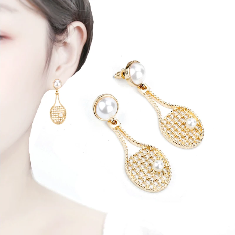 

Creative Tennis Racket Ear Studs Alloy Earrings for Women Sport Jewelry Female Accessories Stud Earring brincos