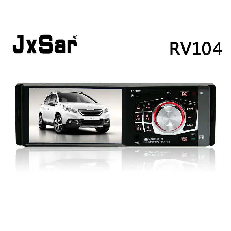  1 DIN Car Radio with 4.1 inch HD Digital Touch Screen Bluetooth (Hand free calls, Music) MP3 MP4 MP5 Player Reverse Image SD USB 