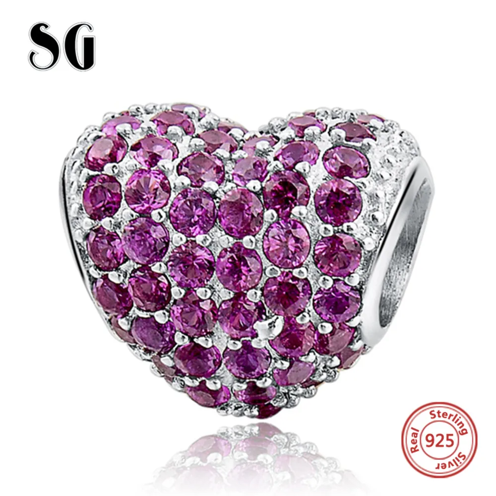 

Silver Galaxy Charms Fancy Beads Purple CZ Fits European Bracelets 925 Sterling Silver Jewelry for Women DIY Making Accessories
