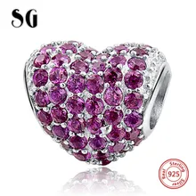 Silver Galaxy Charms Fancy Beads Purple CZ Fits pandora Bracelets 925 Sterling Silver Jewelry for Women DIY Making Accessories fits pandora reflexions bracelets charms 925 sterling silver with clear cz timeless sparkle clip beads for women jewelry diy