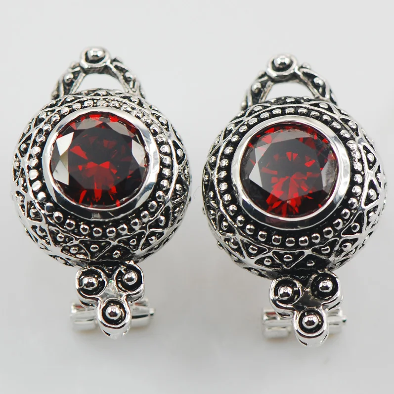 

New Garnet Woman 925 Sterling Silver Crystal Earrings TE510