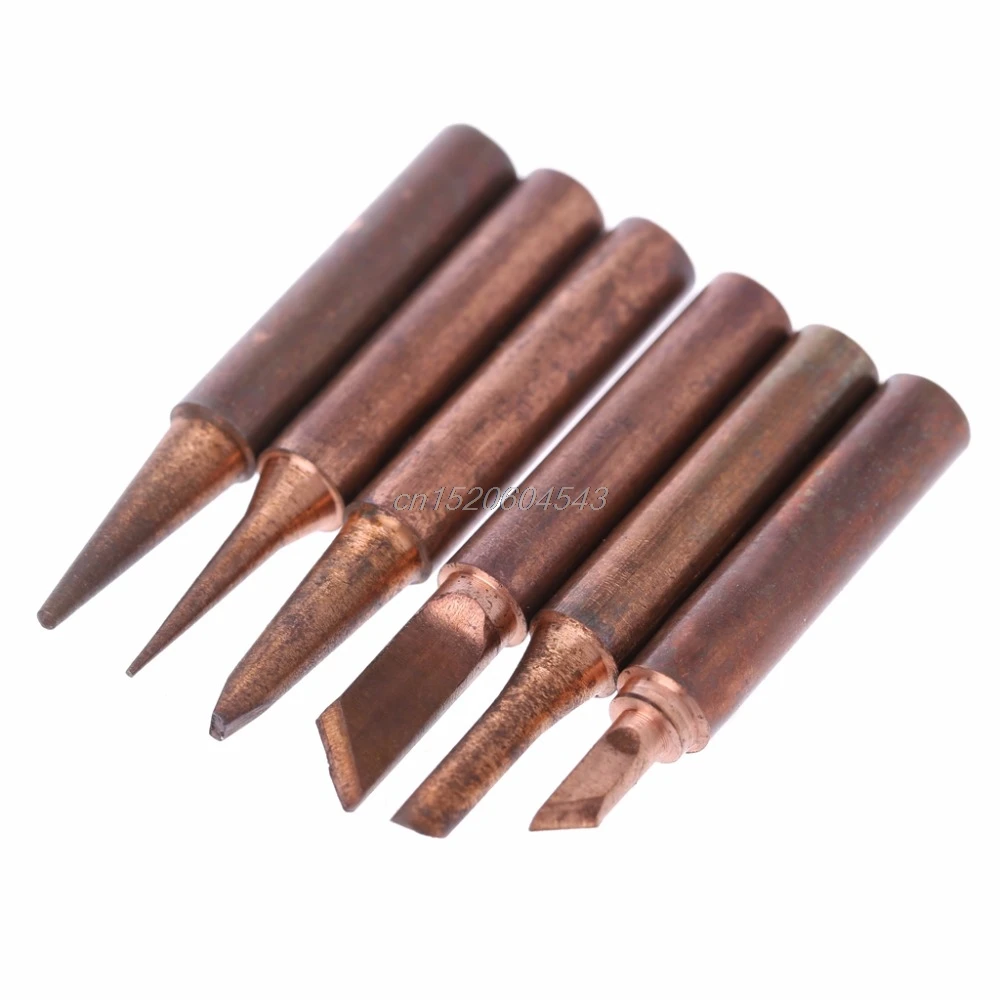 6 Pcs Copper Soldering Iron Tips 900M-T Lead Free Solder Welding Tools Set
