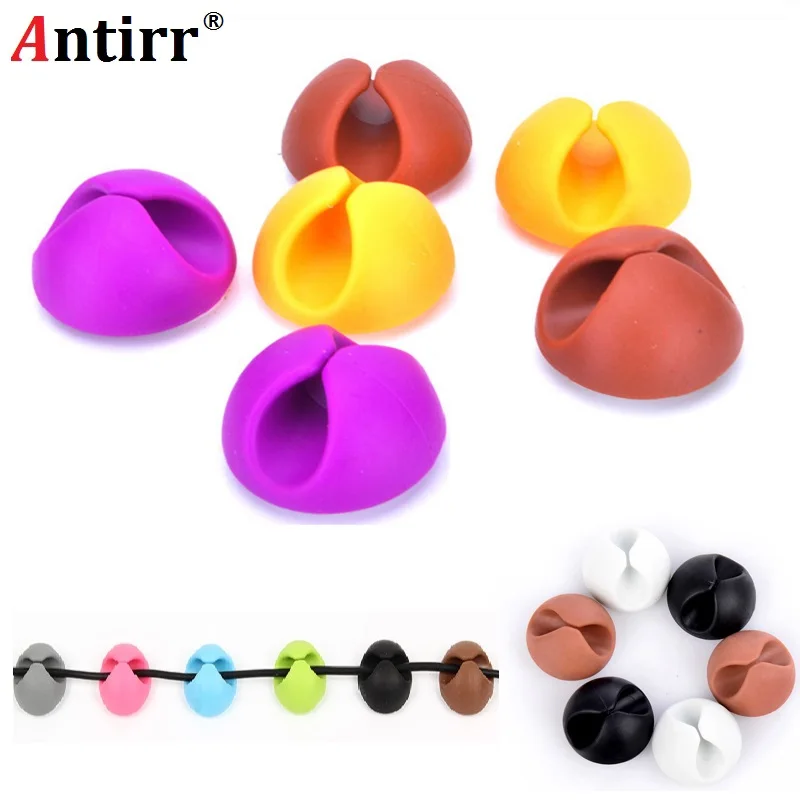 

Round Cable Holder Protector Management Device Organizer Finishing Desktop Plug Silicone Wire Retention Clips Power Cord Winder