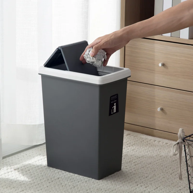 

Foldable Cover Waste Bin Home Kitchen Bathroom Dustbin Household Large Plastic Trash Can Dual-use Garbage Bin Storage Box