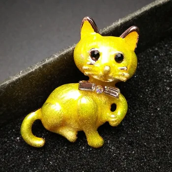 2 Colors Available 2017 Pring New Arrival Enamel Cat Brooches For Women Cute Animal Brooch Pin Fashion Jewelry Kids Gift