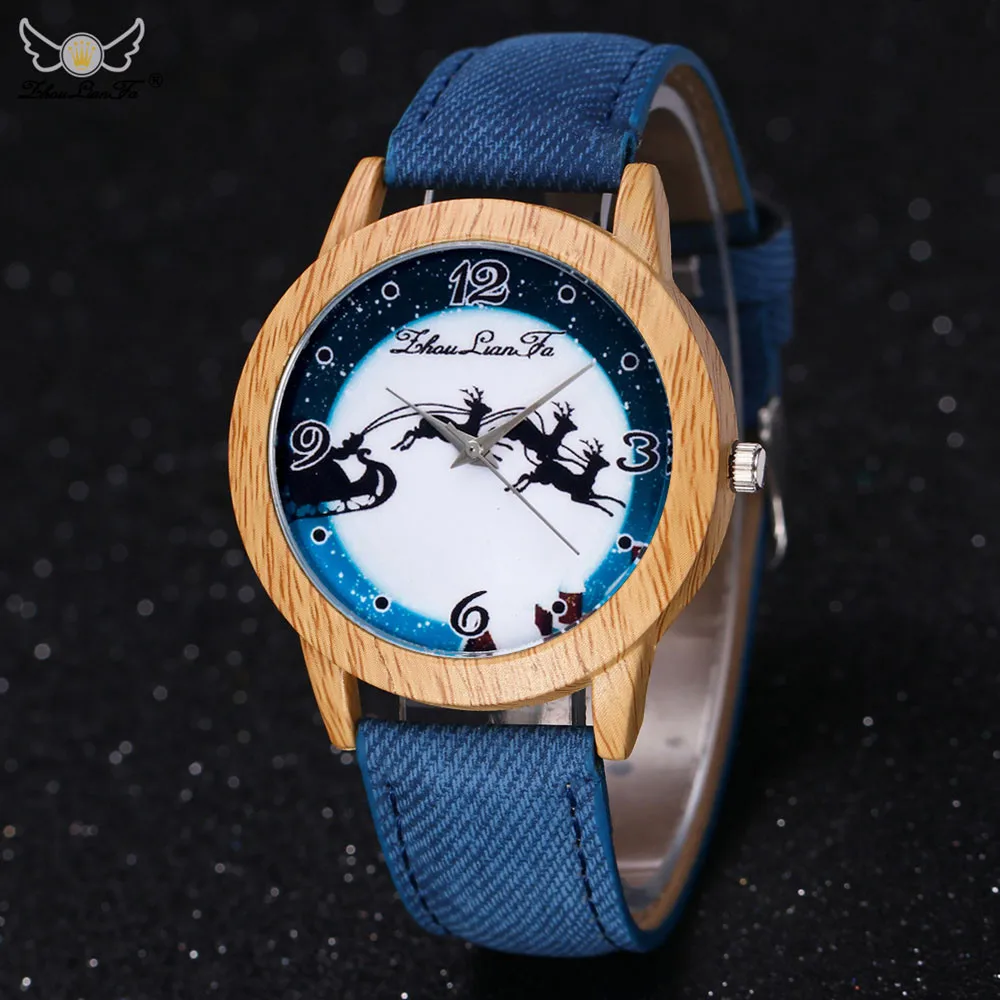 

Relogio Feminino New Ladies Watch Santa Claus Pattern Leather Band Quartz-Watch Vogue Analog clock women Christmas Watches 233