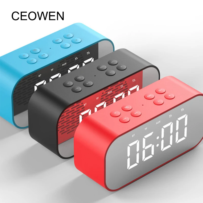 

CEOWEN New Original High Quality Little Speaker TF Card LED Clock Mirror Portable Mini Wireless Bluetooth Speaker Free Shipping