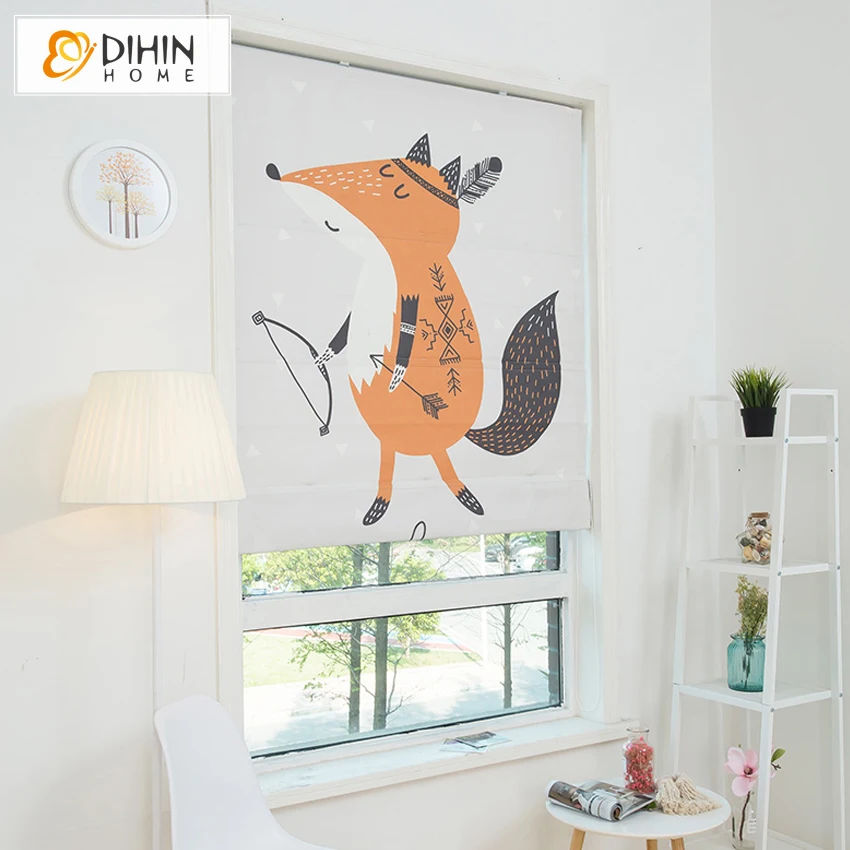 

DIHIN HOME Cartoon Fox Printed Curtain Included Curtains New Arrival Thickening Roman Blind Rollor Blinds For Living Room