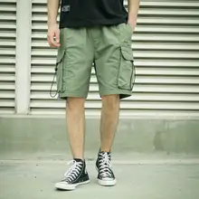 Новые летние мужские шорты-карго с кулиской, уличная, мешковатая, хаки, Зеленые рабочие шорты, модные шорты