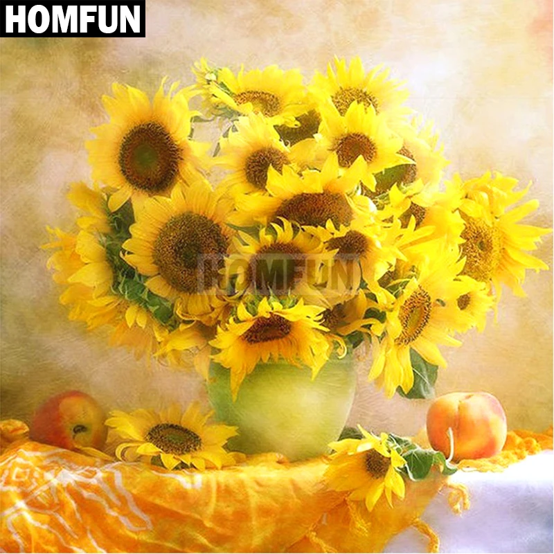 

HOMFUN Full Square/Round Drill 5D DIY Diamond Painting "Sunflower" Embroidery Cross Stitch 5D Home Decor Gift A02493