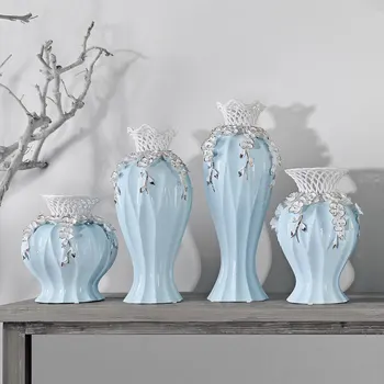 

and fashionable hollow-out the vase European soft adornment ceramics living room table vase furnishing articles