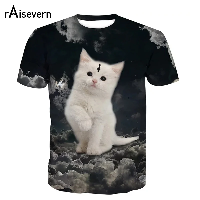 

Raisevern White Cat 3D T Shirt Cloud Printed Tshirt Men Women Unisex Summer Tops Casual T-shirts Plus Size S-3XL Dropship
