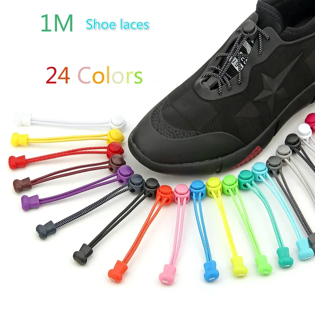 1M Convenient Silicone Shoelaces Lazy Unisex Polyester Solid No tie